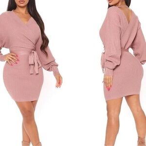 Elegant Pink Wrap Dress